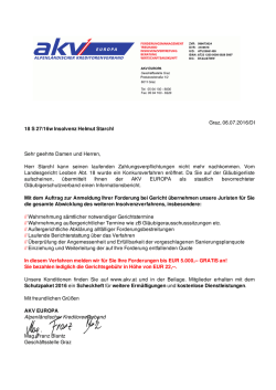 Graz, 06.07.2016/DI 18 S 27/16w Insolvenz Helmut Starchl Sehr