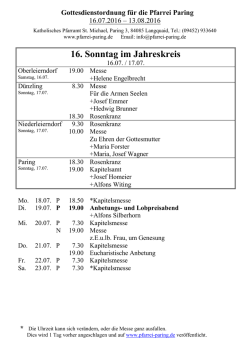 Gottesdienstordnung 16.07. - Pfarrei St.Michael in Paring