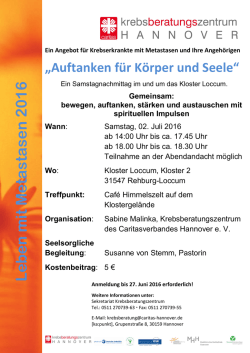 Infos - Hannover - Krebsberatungszentrum Hannover