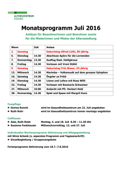 Monatsprogramm Juli 2016