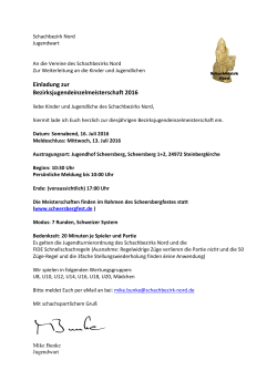Einladung zur Bezirksjugendeinzelmeisterschaft 2016