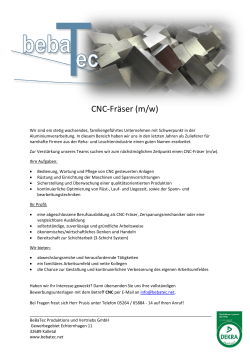 CNC-Fräser (m/w) - bei der BeBaTec Produktions und Vertriebs