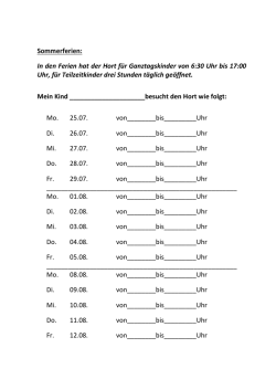 Sommerferien: In den Ferien hat der Hort für Ganztagskinder von 6