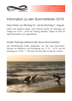 Information zu den Sommerferien 2016