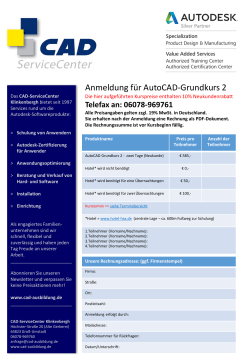 Anmeldung für AutoCAD-Grundkurs 2 - CAD