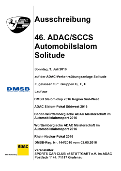 Ausschreibung für DMSB-Slalom des SCC Stuttgart am 03.07.2016
