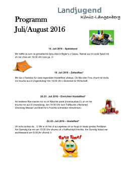 Programm Juli/August 2016