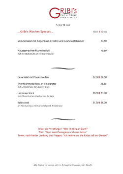 Gribi&acute;s Wochen Specials
