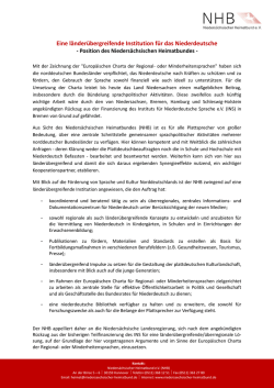 Eine l&auml;nder&uuml;bergreifende Institution f&uuml;r das Niederdeutsche