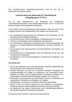 Leiterin/Leiters des Dezernates 53, Chemie/Physik (Entgeltgruppe E