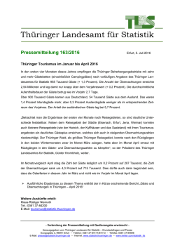 Pressemitteilung 163/2016 - Thüringer Landesamt für Statistik