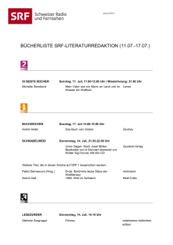 BÜCHERLISTE SRF-LITERATURREDAKTION (11.07.