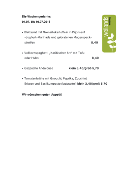 Die Wochengerichte - weilands wellfood