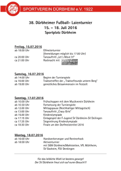 Programm 38. Laienturnier - beim Sportverein Dürbheim eV 1922