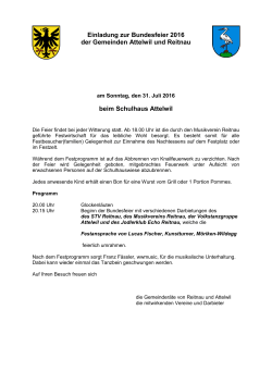Einladung zur Bundesfeier 2016 der Gemeinden Attelwil