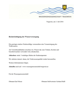 Infoblatt  - Wassergenossenschaft Tragwein