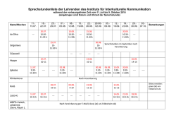 Sprechstundenliste der Lehrenden des Instituts f&uuml;r Interkulturelle