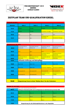 Zeitplan Team und Qualifikation Einzel