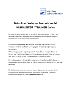 Münchner Volkshochschule sucht KURSLEITER / TRAINER (m/w)