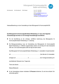Interesse/Bewerbung um eine Veranstaltung mit dem Bildungswerk
