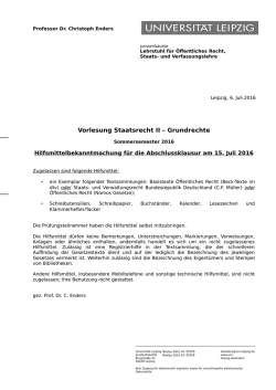 Hilfsmittelbekanntmachung - und Verfassungslehre, Professor Dr