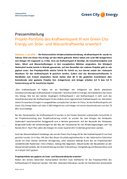 Pressemitteilung Projekt-Portfolio des Kraftwerkspark III