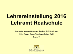 Präsentation zur Veranstaltung - Staatliches Seminar Reutlingen