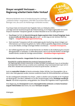 Dreyer verspielt Vertrauen &ndash; Regierung scheitert beim Hahn