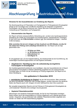 Hinweise zum Erstellen des Reports - Kassel - IHK Kassel
