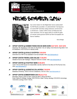 Newsmail Sommer 2016 - HipHop Centers Bern