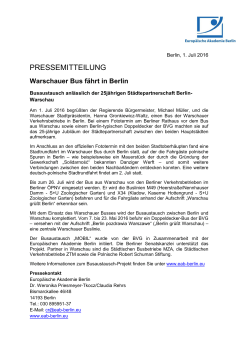 Pressemitteilung Warschau grüßt Berlin