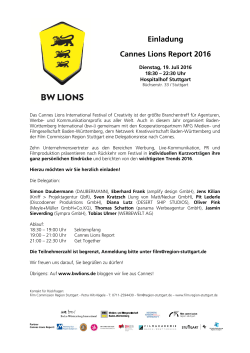 Einladung Cannes Lions Report 2016