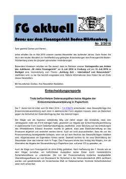 fg aktuell 2/2016 - Finanzgericht Baden