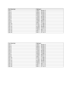 Kur Nummer Zeitraum Kur 1 19.01. – 09.02.17 Kur 2 09.02. – 02.03