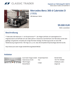 Mercedes-Benz 300 d Cabriolet D (1959) 99.000 EUR