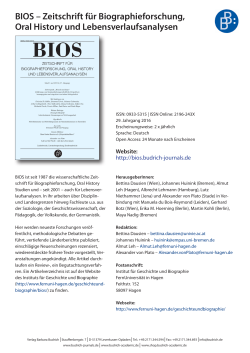 BIOS – Zeitschrift für Biographieforschung, Oral History