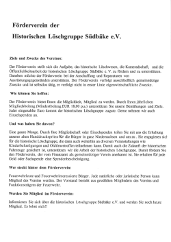 Ziel und Zweck des Vereines - Historischen Löschgruppe Südbäke