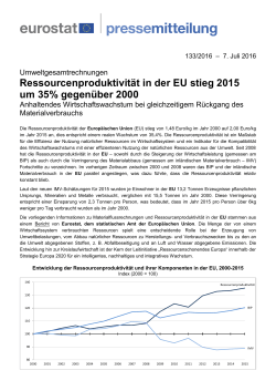 Ressourcenproduktivität in der EU stieg 2015 um 35