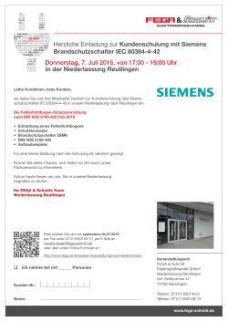 Kundenschulung mit Siemens Brandschutzschalter IEC 60364-4-42