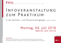 Infoveranstaltung zum Praktikum in den Bachelor