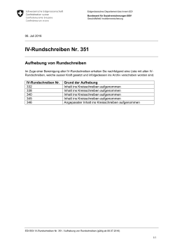IV-Rundschreiben Nr. 351 - Bundesamt f&uuml;r Sozialversicherungen