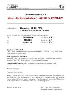 JG 2015 für ET/MT/RES Dienstag, 09. 08. 2016 AUDIMAX HSZ/02E