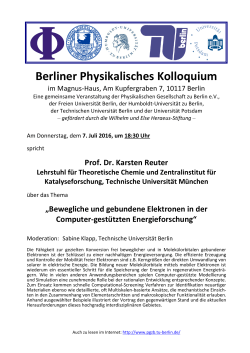 Berliner Physikalisches Kolloquium am 12.05.2016: Stegemann