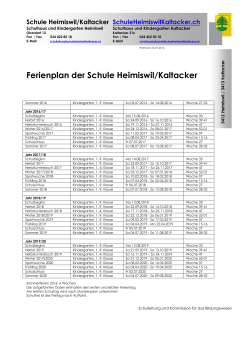 Ferienplan der Schule Heimiswil/Kaltacker