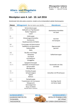 Menüplan vom 4. Juli
