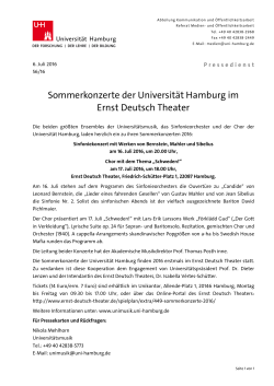 Sommerkonzerte der Universität Hamburg im Ernst Deutsch Theater