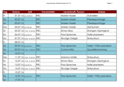 Hallenplan Juli - Fricktalischer Reiterclub