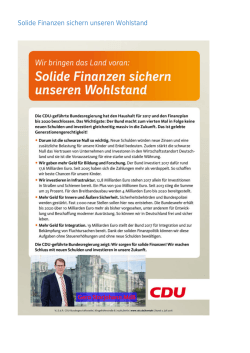 Solide Finanzen sichern unseren Wohlstand