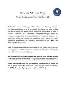 Haus- und Wohnungs - Check Neues Beratungspaket der