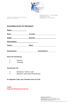 Anmeldeformular für Rehasport - Katholisches Klinikum Koblenz